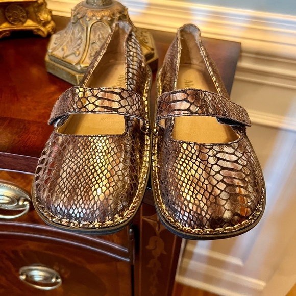 Womens Alegria Feliz Bronze Metallic Mary Jane Flats Shoes Size 38 or 8 - 8.5 - Picture 3 of 7